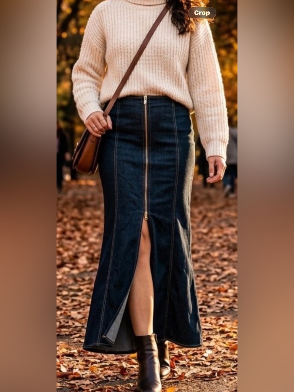 Bisou Bisou Dark Blue Denim Maxi Skirt with Front Zip